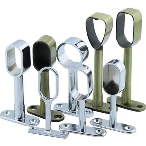 2pcs/set pipe bracket Zinc alloy Tube support flange Seat for Wardrobe Hanging curtain rod Pole Socket End Holder accessories