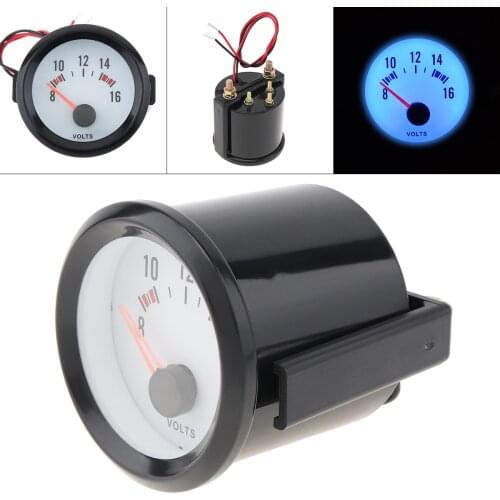 2 Inch 6037BL 52mm 8-16V Blue LED Voltage Meter Gauge Voltmeter with Sensor NPT 1/8" for Car Boat Truck ATV Motorcycle