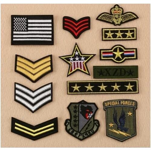 GUGUTREE embroidery army patches letter shoulder patch badges appliques for clothing DK-2041503