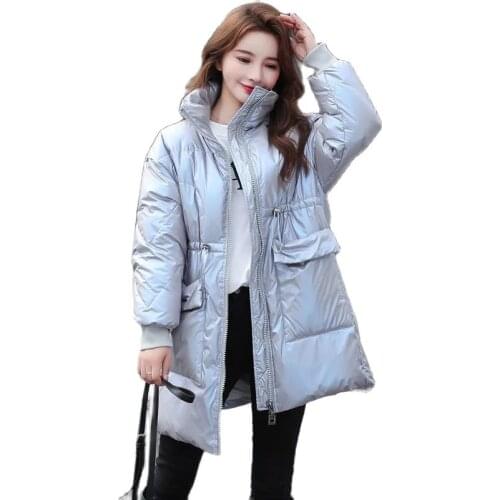 Women Cotton Coat bread Clothes Ladies Jacket Winter Down Cotton Clothes Mid-Long Stand-Up Collar Zipper Cotton Female Outerwear