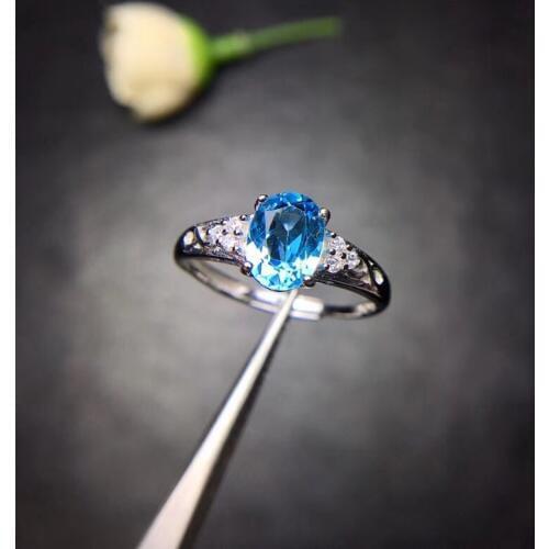 Simple and exquisite, natural topaz ring, 925 silver, woman exclusive gem, look for natural gem shop
