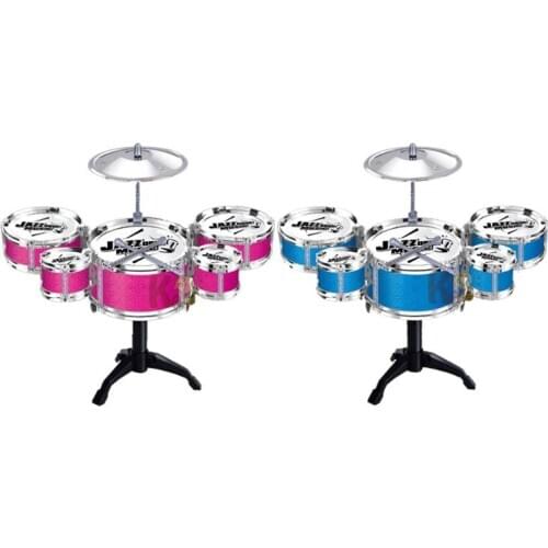 Kids Mini Jazz Drum Set Childrens Musical Educational Instrument Toy with Sticks Band Play Toy