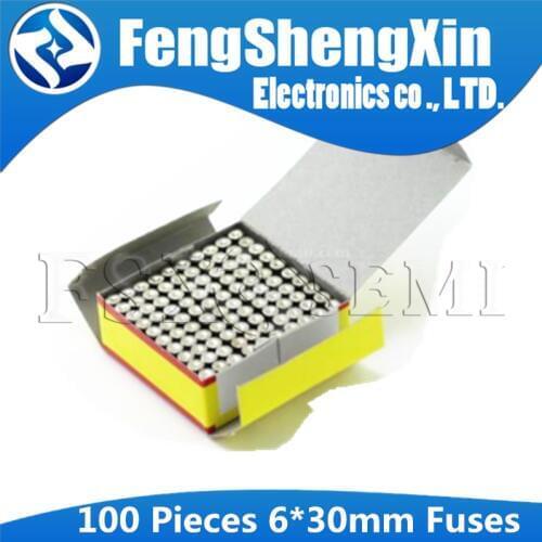 100pcs/lot 6x30mm Glass fuse 0.1A 0.2A 0.5A 1A 2A 3A 4A 5A 8A 10A 15A 20A 30A 250V 6*30mm fuse