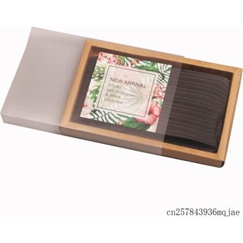 100 Pcs Kraft Paper Gift Boxes Drawer Box with Clear Window Packaging Boxes for Socks Scarf Food Clothes