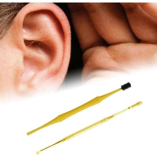 2Pcs/Set Ear Pick Ear Wax Pickers Wax Remover Spiral Durable Metal Household Small Ear Cleaning Stick Ear Cleaner for Adults