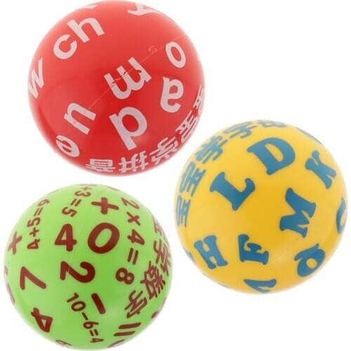 3 Pieces of 3 Inch Colorful Alphabet Bouncy Balls Bouncing Ball Kids Babies Developmental Toy Sports Play Toys
