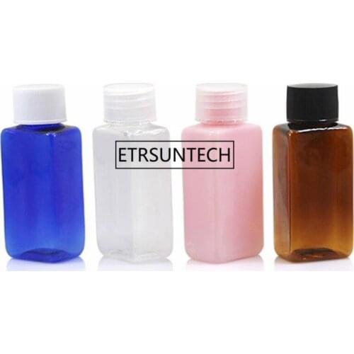 30ml square PET mini bottle with white/clear/black PP lid,essential oil/liquid/moisturizer/facial water container F1553