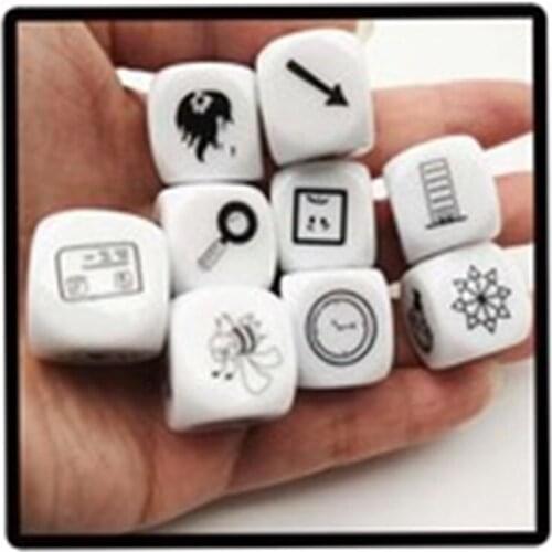 9 pcs Dice Telling Story with Bag Story Dice Game Family/Parents/Party Funny Imagine Magic Toys