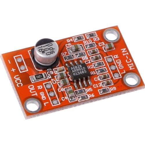 AD828 Stereo Dynamic Microphone Preamplifier Board MIC Preamp Module DC 3.8V-15V R9JB