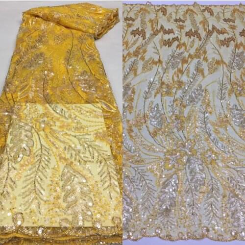 African Lace Fabric Tulle Fabric with beads and sequins ZH-688684 Fabric For Evening Dress Wedding Dresses