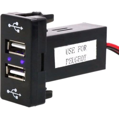 Car Dual USB Charger 5V 2.1A/1.2A Car USB Power Socket USB Charger Car Accessories for Peugeot 307