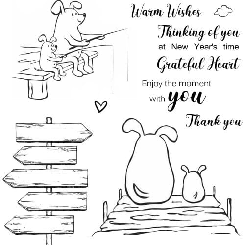 AZSG Fishing Dog Clear Stamps For DIY Scrapbooking Decorative Card Making Crafts Fun Decoration Supplies 13*13cm