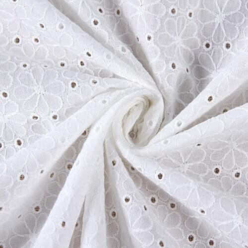 Pure Cotton Flower Lace Fabric French Eyelet Hollow Fabric Soft Summer Dress fabric For DIY Boho Dress lace Top Normal white