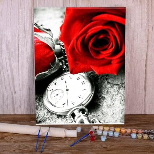Flower Rose DIY Paint By Numbers Package Acrylic Paints 40*50 Canvas Pictures Loft Picture For Children Handiwork For Art