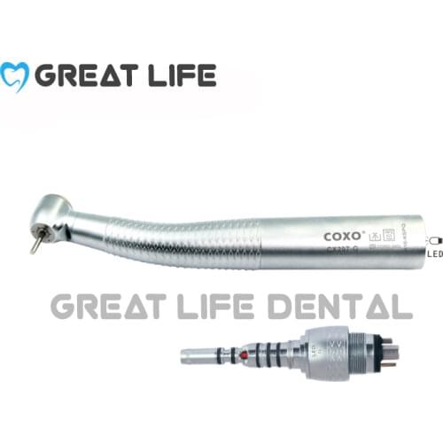 CX207-G Push Button 3 Way Spray Optical Handpiece Optical Fiber Illumination High Speed Led Coxo Handpiece with Kavo Coupler