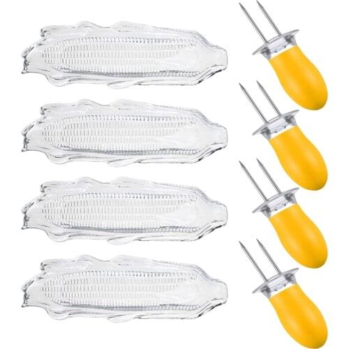 Corn On The Cob Holder Tray Set Barbecue Tools Garden Picnic Party Barbecue Fork Outdoor BBQ Tool Twin Prong Sweet Elegantly