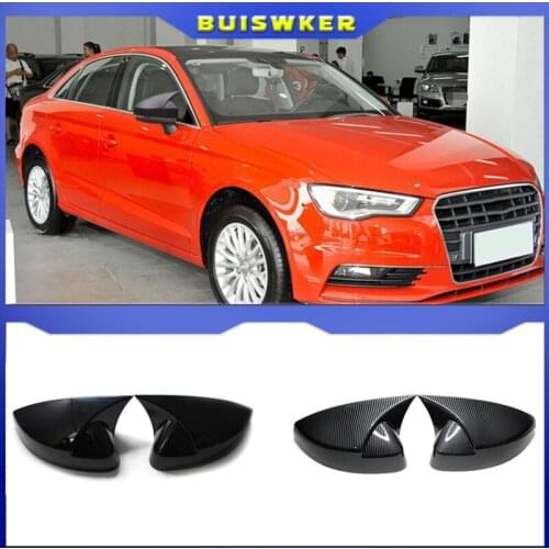 For Audi A3 S3 8V RS3 2013 2014 2015 2016 2017 2018 2019 RearView Mirror Case Cover Carbon fiber pattern or Black Cover