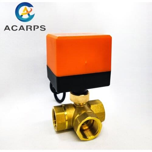 3/4" Electric ball valve brass air conditioning floor heating solenoid valve three-way AC220V DC24V DC12V