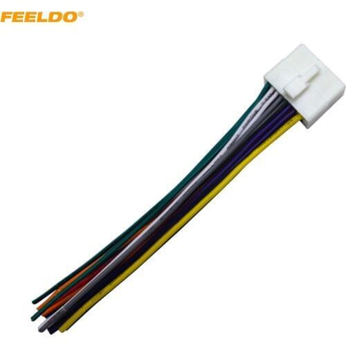 FEELDO 5Pcs Car Radio Stereo 16pin Wire Harness Male Plug Cable Connector Adapter#1512