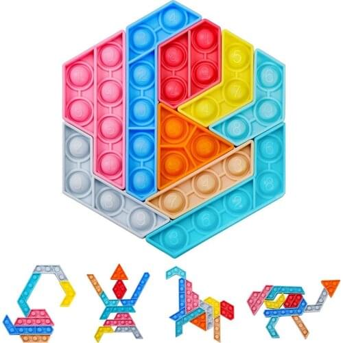 Puzzle Figet Adult Kids Antistress Push Bubble Fidget Toys Figets Jigsaw Autism Needs Anti Stress Reliever Sensory DIY Tangrams