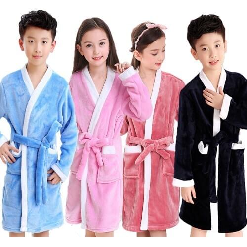 Kids Bath robes Children bathrobe for girls Beach Swimwear boys pajamas robe Flannel Nightgowns szlafrok girl Sleepwear clothes