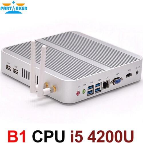 Fanless 4K HTPC TV Box Nuc Computer Barebone Mini PC I5 4200u with Intel Core i5 4200U Max 16G RAM 512G SSD 1TB HDD Windows 10