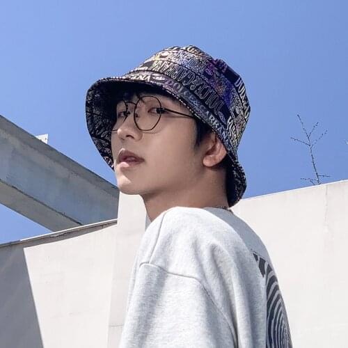 Fashion Wild Fisherman Hat Mens Street Hip Hop Ins Summer Black Sun Hats Short Brim Letters Simple Mens Basin Cap