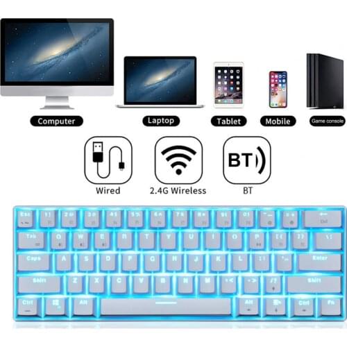 RK61 Keyboard Quick Response Non-delayed Ergonomic Wired 2.4G Bluetooth-compatible Gaming Mechanical Keyboard for Office
