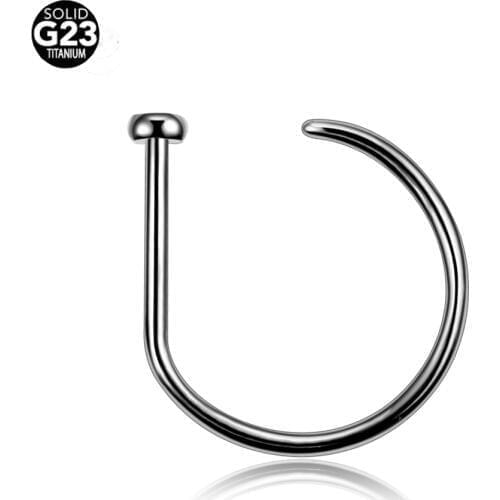 1PC G23 Titanium Nose Rings 20G Nostril Lip Piercing Nariz Hoop D-Rings Helix Tragus Earrings Body Piercings Jewelry