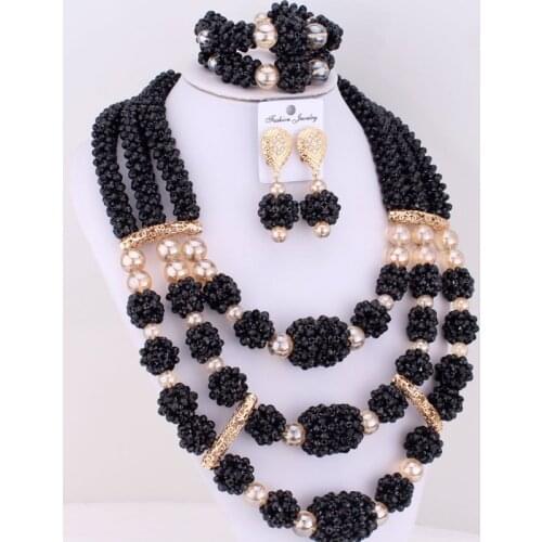4UJewelry Black African Beads Jewelry Sets For Women Necklace Crystal Balls Costume Jewelry Sets Bridal