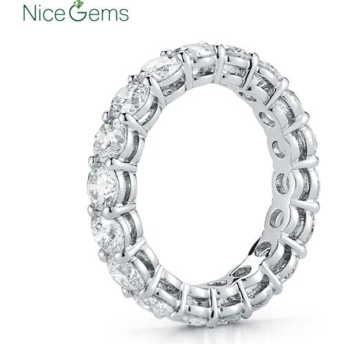 NiceGems 14K 585 White Gold Moissnite Eternity Band 3mm/3.5mm/4mm/5mm Round Brilliant MoissaniteWedding Ring wedding band