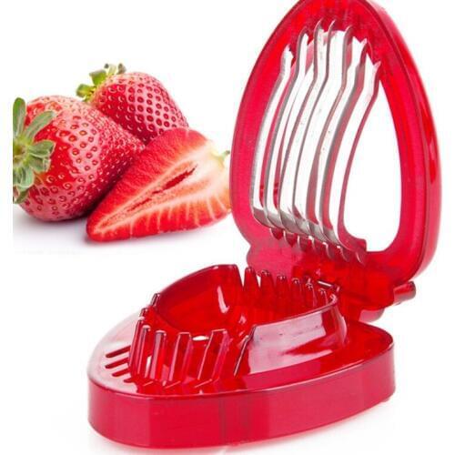 Kitchen Gadgets 7-blades Stainless Steel Strawberry Slicer Cutter Fruit Carving Knife Cooking Tools