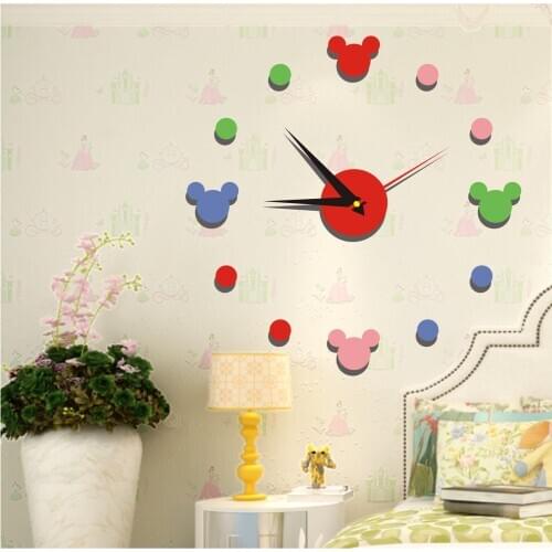 Cartoon Mickeys self stick clock creativity childrens wall clock mute fashion clock art stereo clock
