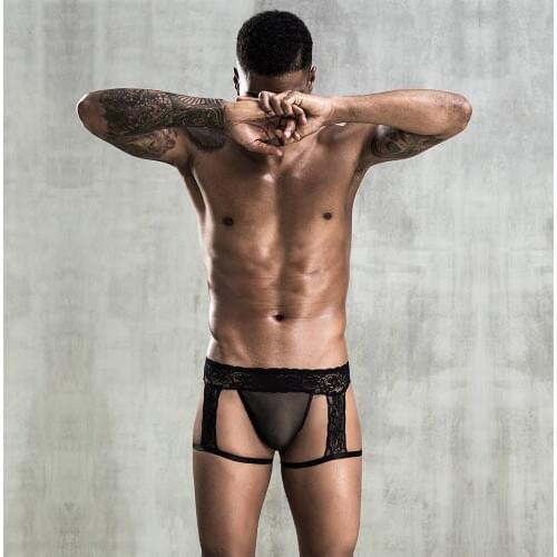 Male Underware Sexy Male Lace Boxer Breathable High Waist Black Lace Mens Briefs Fashion Mens Underpants Exotic Mesh Boxer