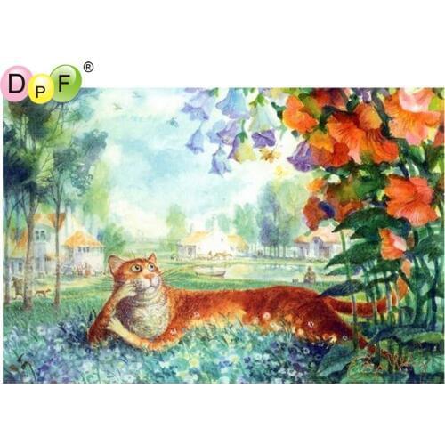 DPF DIY Idle cat 5D home decor diamond mosaic kit full square diamond embroidery needlework crafts diamond painting cross stitch