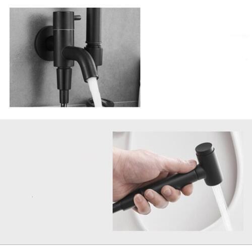Vidric Black Toilet Bidet Faucet Set Single Cold Bathroom Toilet Shower Wall mounted Spray Gun Nozzle Bidet Faucet Bathroom Hard