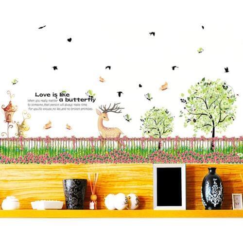 Flower Grass Fence Corner line wall stickers Vinyl DIY Garden fence Wall Decals For Living room Kids room Home Decor stickers