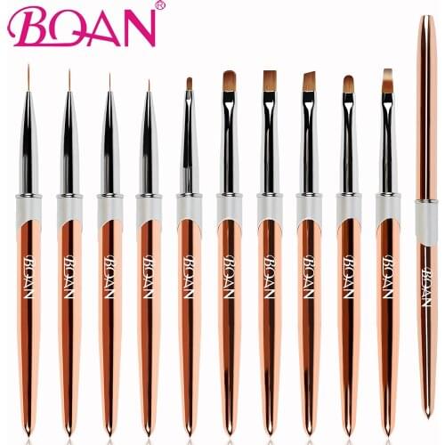 BQAN New Rose Gold Nail Brush Nail Art Brush Line Painting Brushes Acrylic Thin Liner Drawing Pen UV Gel Brush Manicure Tools