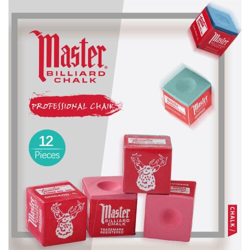 Original MASTER Billiard Chalk Oil Dry Chalk Pool Cue Chalk12 Pieces Snooker Cue Black 8 Green Red Blue Chalk