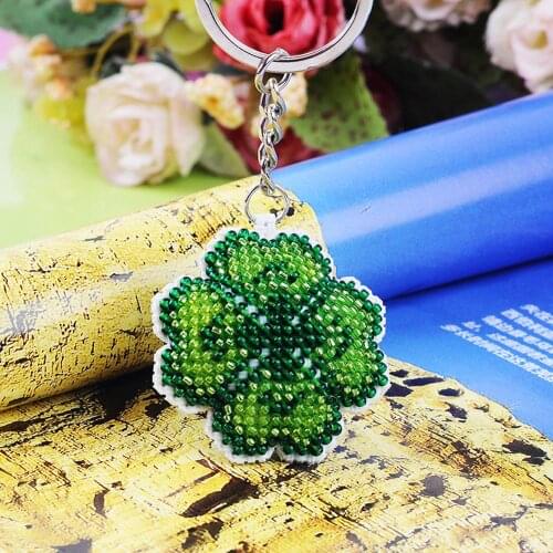 DIY Beading Embroidery Starter Kit Key Chain Kit Lucky Leaf Star Key Ring Handcraft Needlework Cross Stitch Bead Embroidery