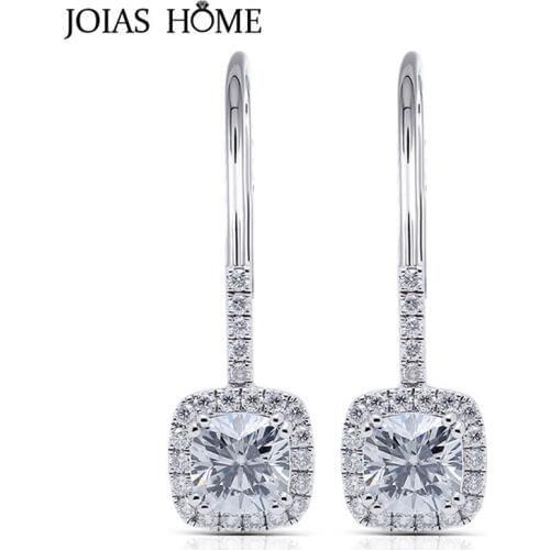 JoiasHome 925 sterling silver earrings Korean version of crystal clear four-claw square diamond ring set female dinner gift