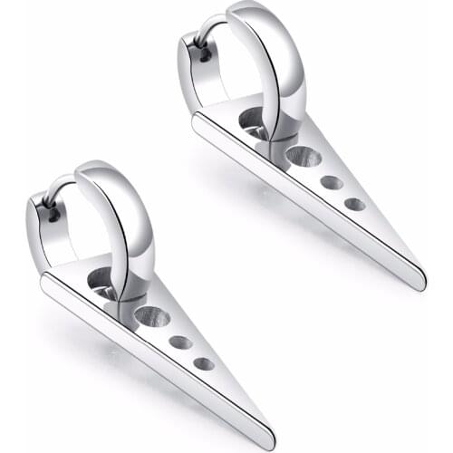 FATE LOVE Brand Punk Black Silver Gold color Stainless Steel Unisex Women Male Men Hoop Earrings Charms Fashion Jewelry GE420