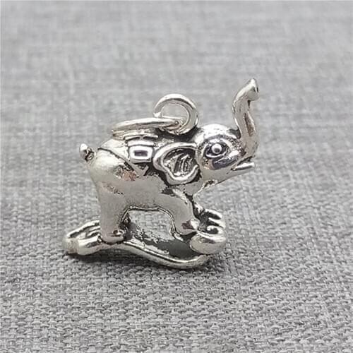 Sterling Silver Elephant Charm 3D for Bracelet Necklace