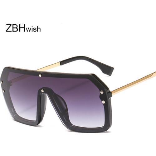 Unisex Square Sunglasses Women 2019 New Fashion Style Sun Glasses Ladies Oversized Big Frame Eyewear Black Brown UV400