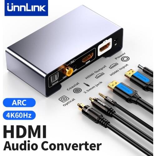 Unnlink Audio Converter HDMI-compatible 2.0 to 5.1 Optical Toslink Coaxial 3.5 jack with ARC Function for PS4 TV xbox Amplifier
