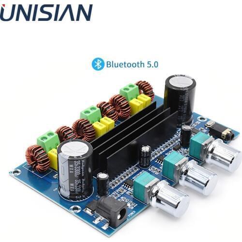 UNISIAN Bluetooth 5.0 TPA3116 2.1 Audio Power Amplifier Board 50Wx2+Bass 100W TPA3116D2 HIFI Digital 2.1 Chennels Home Amplifier