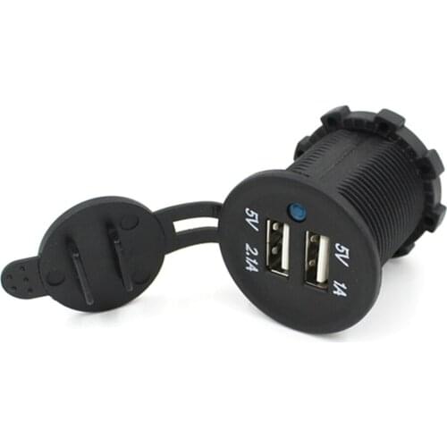 Dual USB Car Charger Voltmeter Panel DC 5V Car Chargers Waterproof Dual USB Auto Motorcycles Chargers Socket Adapter