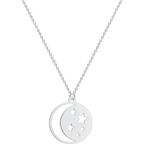 Creative Star Moon Clavicle Chain Necklace for Women Simple Design Metal Party Pendant Necklace Female Jewelry Accessories