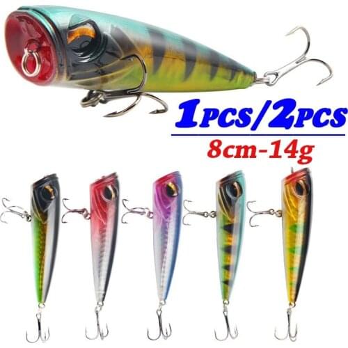 1pcs or 2Pcs Popper Fishing Lures Hard Fish Bait Artificial Fish Lures Freshwater Saltwater Swimbait Fishing Lures Tackle
