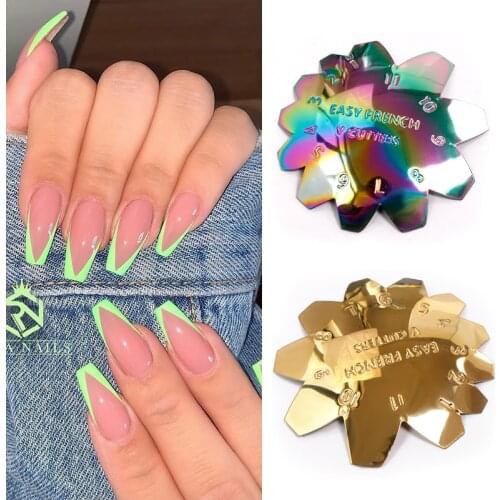 1Pcs Nail Art Edge Metal Trimmer Nail Form Cutter Clipper Styling Nail Gel French Smile Line Nail Template Tools